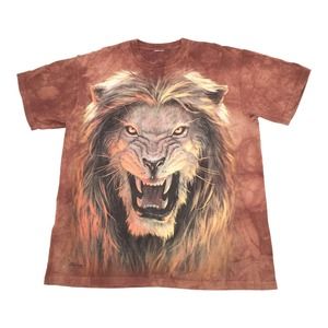 2014 The Mountain Beast Lion Head Short Sleeve T-Shirt Size Medium Brown Leo M